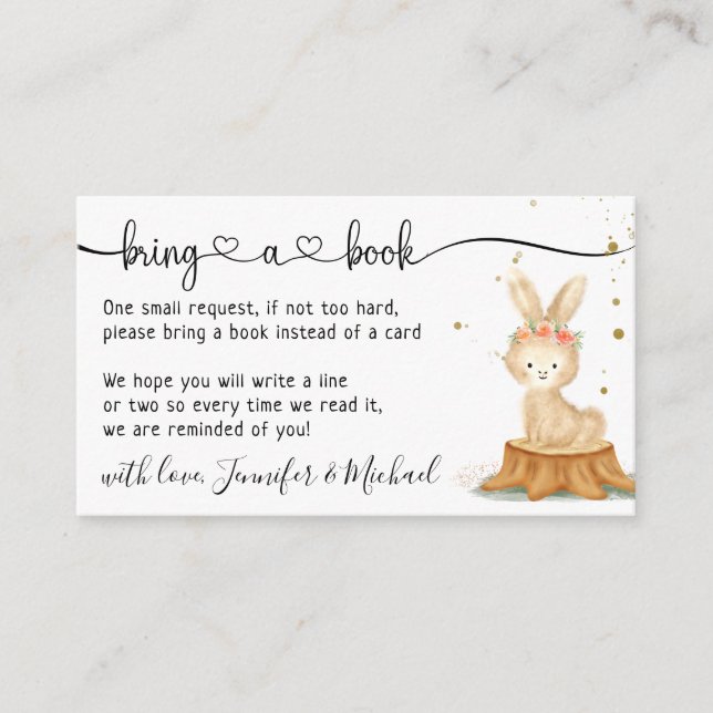 Rabbit Bunny Cute Bring a book Begleitkarte (Vorderseite)