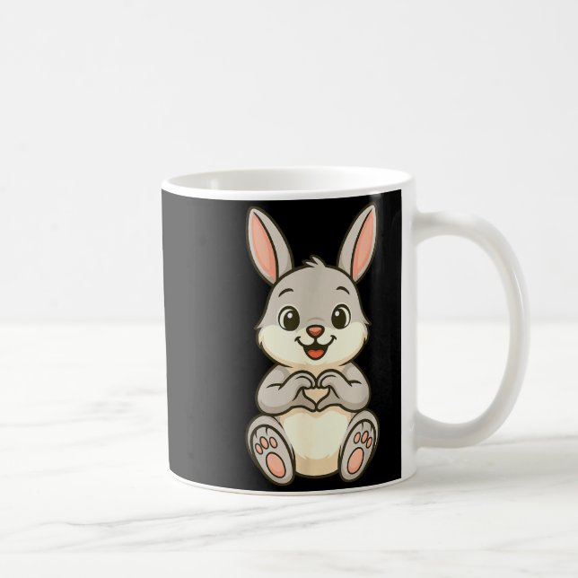Rabbit Bunny Doing Heart With Hands Valentines Day Kaffeetasse (Rechts)