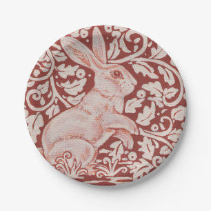 Rabbit Bunny Hare Rust Red Woodland Kunst Pappteller