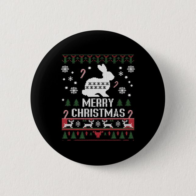Rabbit Bunny Ugge Zu Weihnachten Button (Vorderseite)