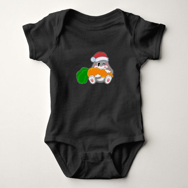 Rabbit Carrot Weihnachts-Weihnachtsmannmütze Baby Strampler (Vorderseite)