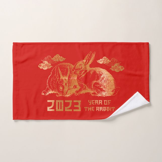 Rabbit chinois Zodiac lunaire Nouvel An (Serviette à main)