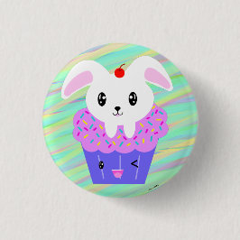 Rabbit Cupcake Niedlich Kawaii Pastel Rainbow Button