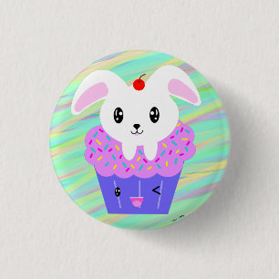 Rabbit Cupcake Niedlich Kawaii Pastel Rainbow Button