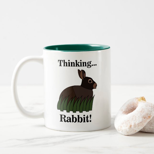 Rabbit Cute Bunny Zweifarbige Tasse (Mit Donut)