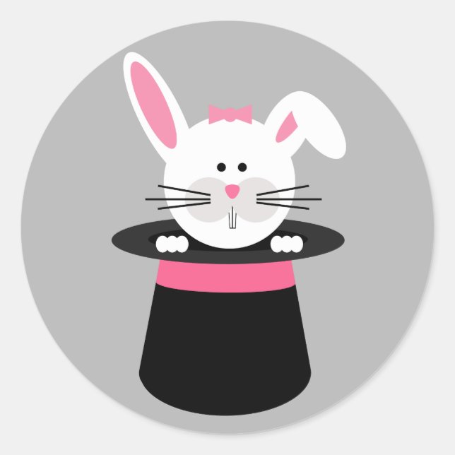 Rabbit dans un Sticker Magicien Casquette - Rose (Devant)