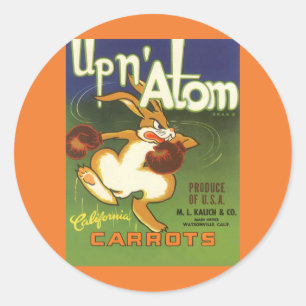 Rabbit de boxe d'art Étiquette vintage, sur Carott