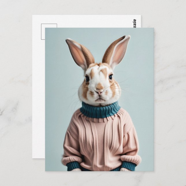Rabbit en pull, Carte postale de poste (Devant / Derrière)