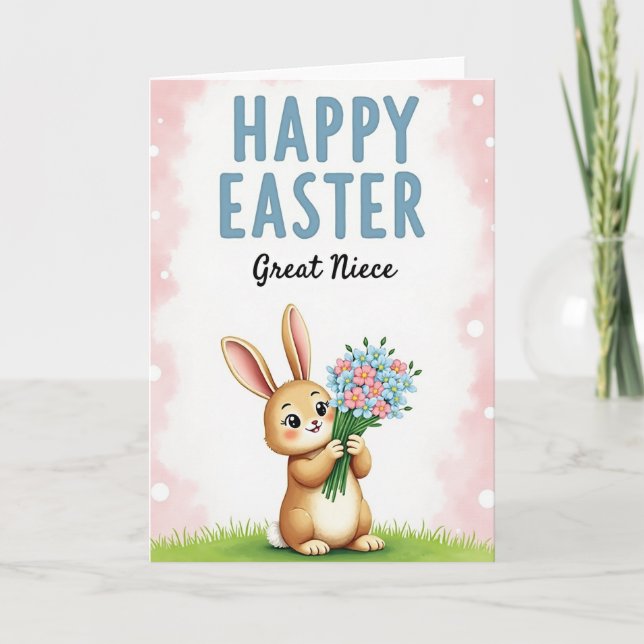 Rabbit Flower Pattern Easter Card Karte (Vorderseite)