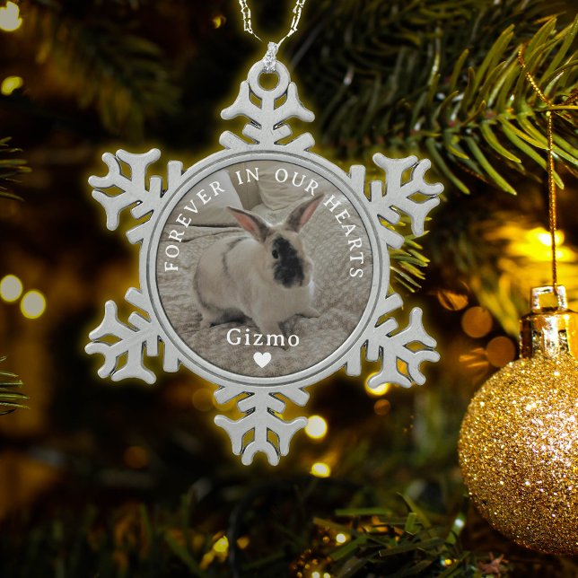 Rabbit-Foto | Für immer in unserem Herzen Schneeflocken Zinn-Ornament (Von Creator hochgeladen)