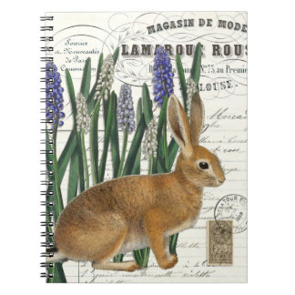Rabbit français avec Carnet de Journal Spiral Fleu