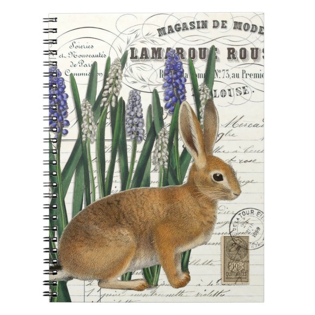 Rabbit français avec Carnet de Journal Spiral Fleu (Devant)