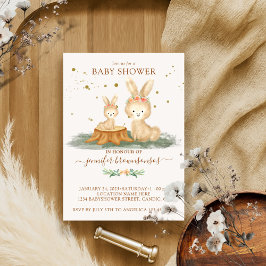 Rabbit Fur Familie Mommy Baby Einladung