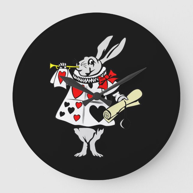 Rabbit-Geschenk | Alice im Wunderland Kaninchen Große Wanduhr (Vorderseite)