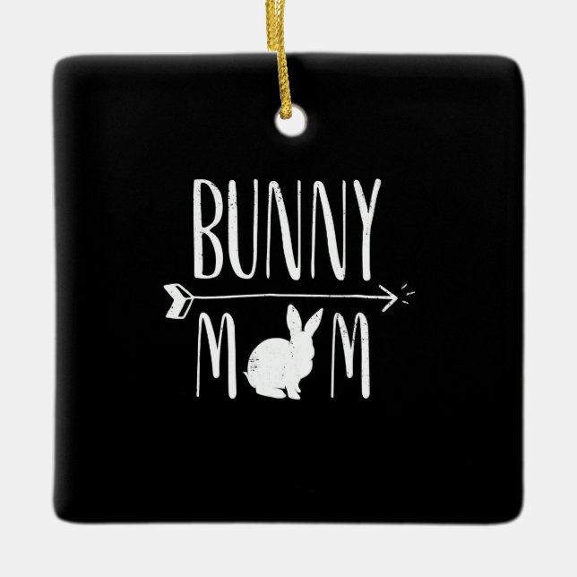 Rabbit-Geschenk | Helle Mama Funny White Rabbit Gi Keramikornament (Vorderseite)