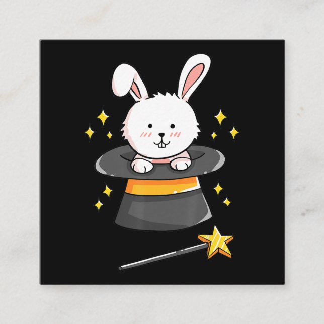 Rabbit Gift|Bunny Magic Wand Zauberer Hexe Quadratische Visitenkarte (Vorderseite)
