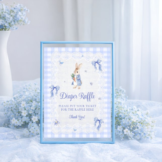 Rabbit Gingham Bunny Baby Shower Diaper Raffle Poster (Von Creator hochgeladen)