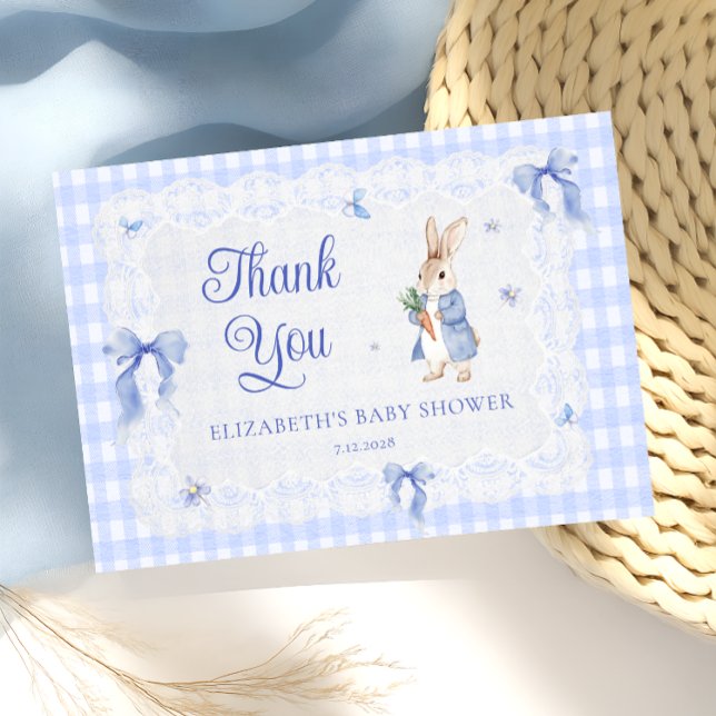 Rabbit Gingham Bunny Baby Shower Thank You  Card Karte (Von Creator hochgeladen)