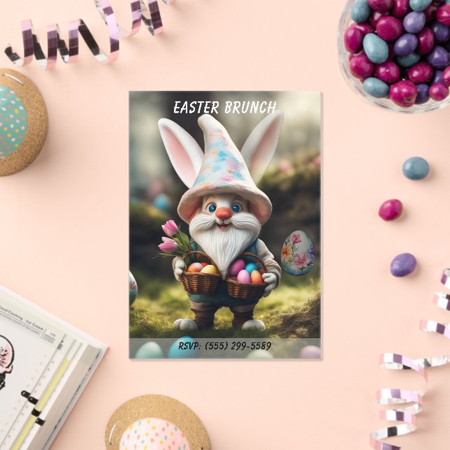 Rabbit Gnome Egg Basket Easter Brunch Acryleinladungen (Insitu (Feier))