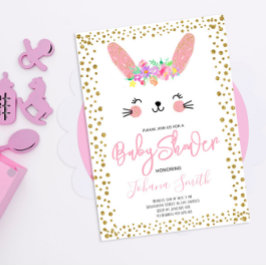 Rabbit Gold Confetti Kinderdusche Einladung