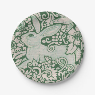 Rabbit Green Woodland Bunny Hare Malerei Art Pappteller