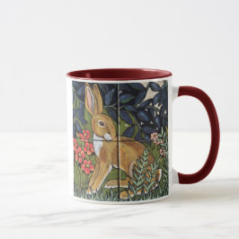 Rabbit Hare in Forest William Morris Style Tasse