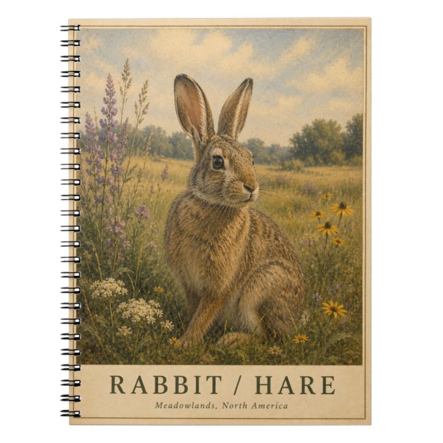 Rabbit Hare Meadowlands VINTAGE Notizblock (Vorderseite)