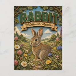 Rabbit Hare Wildflower Meadow POPCUT Postkarte
