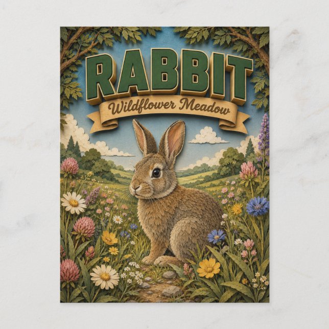 Rabbit Hare Wildflower Meadow POPCUT Postkarte (Vorderseite)