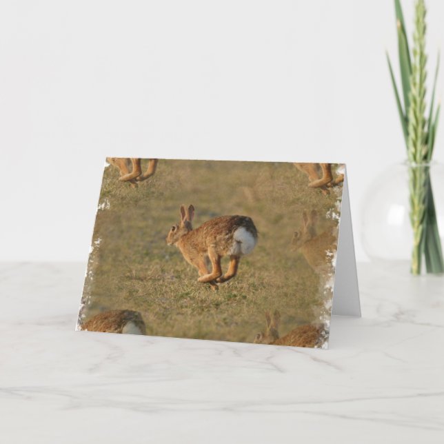 Rabbit Hopping Grußkarte Karte (Vorderseite)
