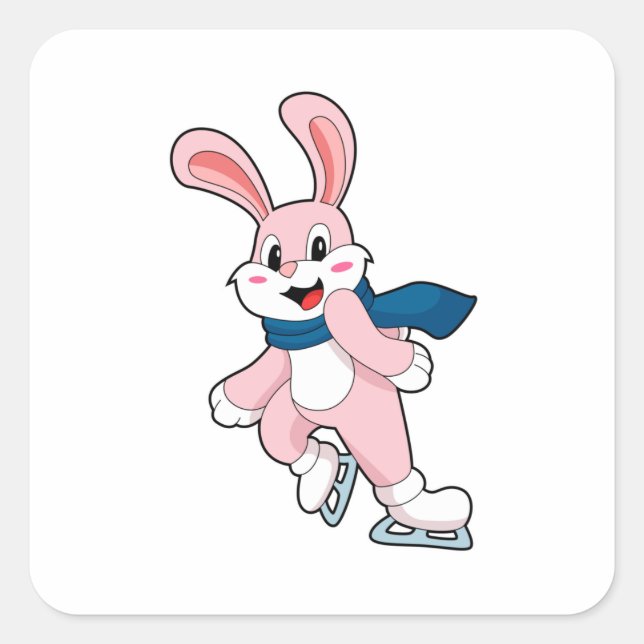 Rabbit Ice Skaten Ice Skate Quadratischer Aufkleber (Vorderseite)