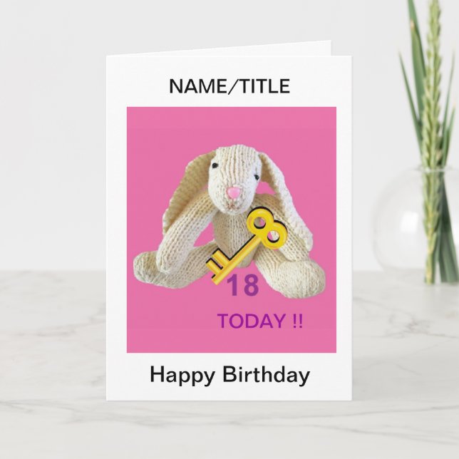 Rabbit Key 18ème anniversaire carte nom fille etc. (Devant)