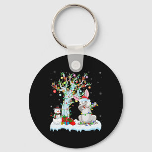 Rabbit Lights Xmas Tree Funny Dabbing Rabbit Chris Schlüsselanhänger