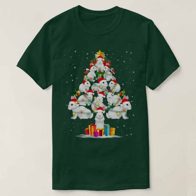Rabbit Love Christmas Tree Light Hat Snow Santa Xm T-Shirt (Design vorne)