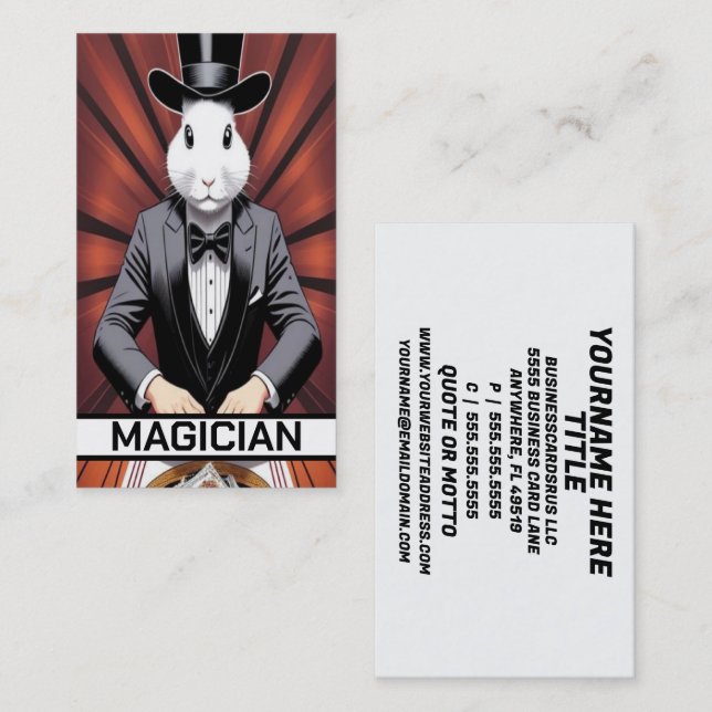Rabbit Magician Hat Visitenkarte (Vorne/Hinten)