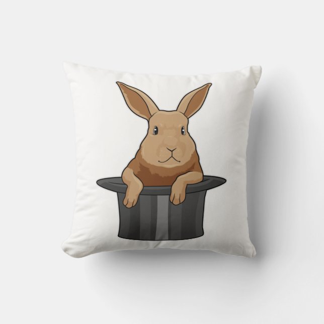 Rabbit Magician Magician Hut Kissen (Vorderseite)