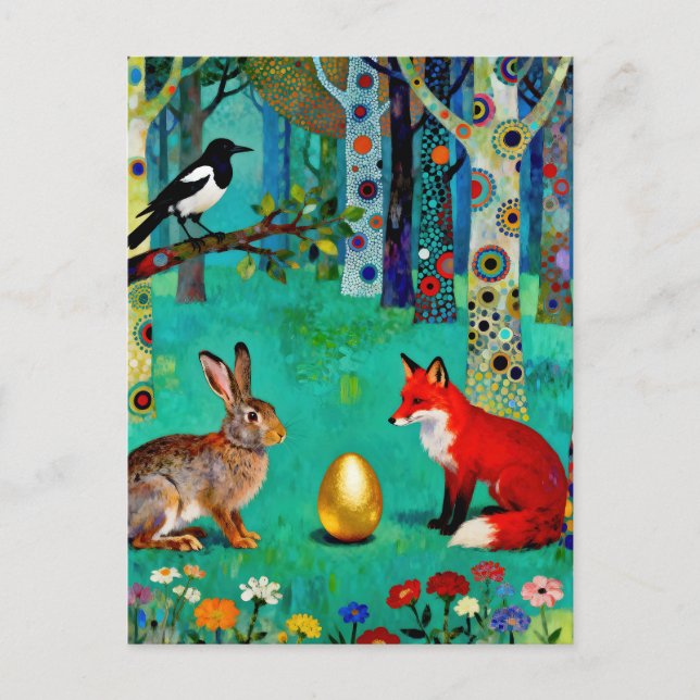 Rabbit, Magpie, Fox and “The Sharing Path” Postkarte (Vorderseite)
