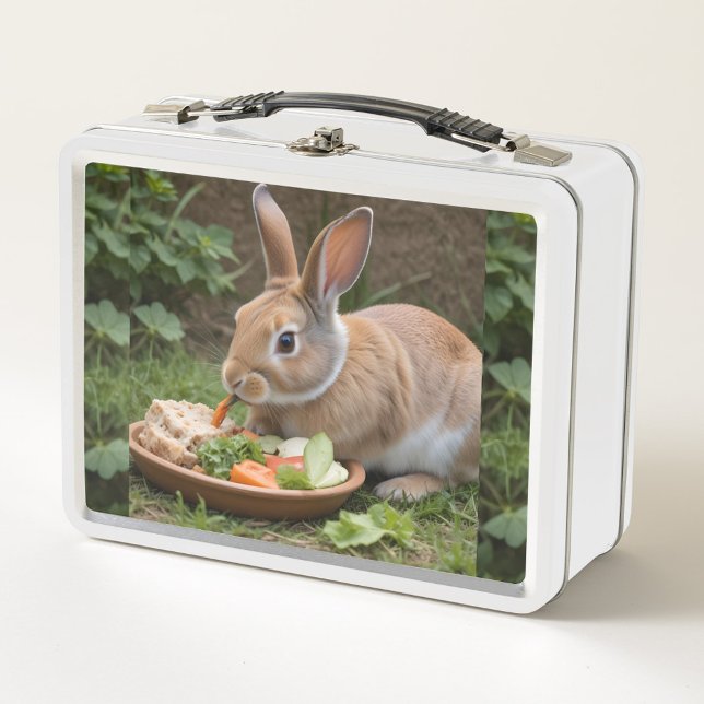 Rabbit Metall Brotdose (Rabbit Eating Lunch Metal Box!)
