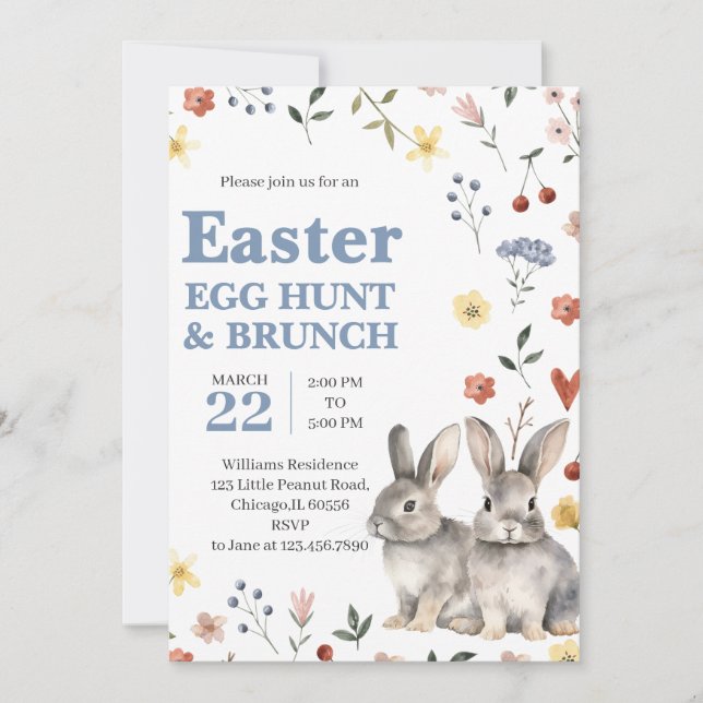 Rabbit Oaster Brunch Party Einladung (Vorderseite)