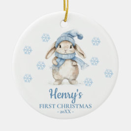 Rabbit Personalized Baby's First Christmas Keramik Ornament
