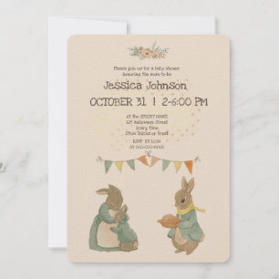 Rabbit Peter automne Baby shower Invitation