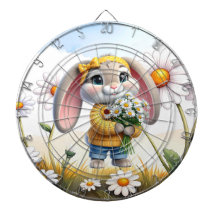 Rabbit pink ears white daisies