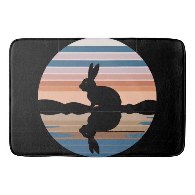 Rabbit Retro Sunset Badematte (Vorderseite)