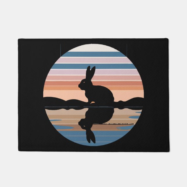 Rabbit Retro Sunset Fußmatte (Vorderseite)