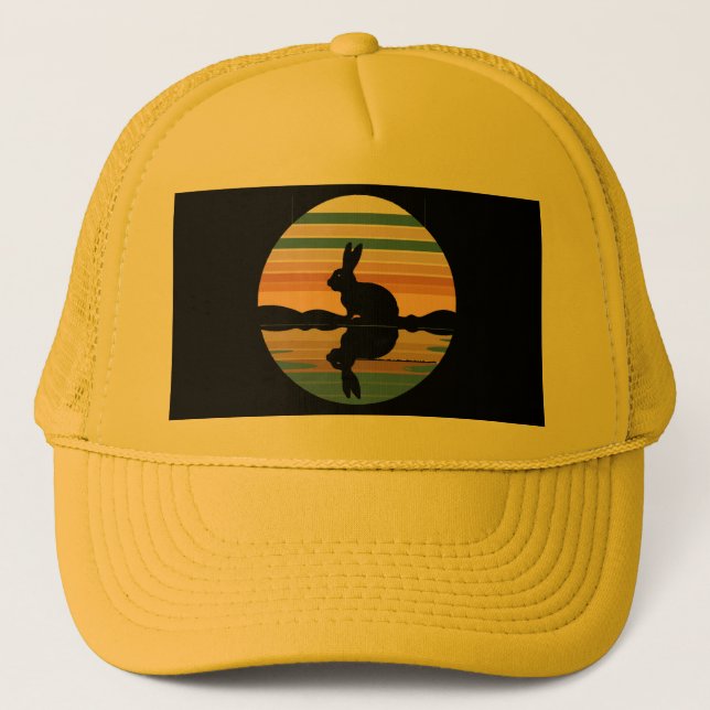 Rabbit Retro Sunset Truckerkappe (Vorderseite)