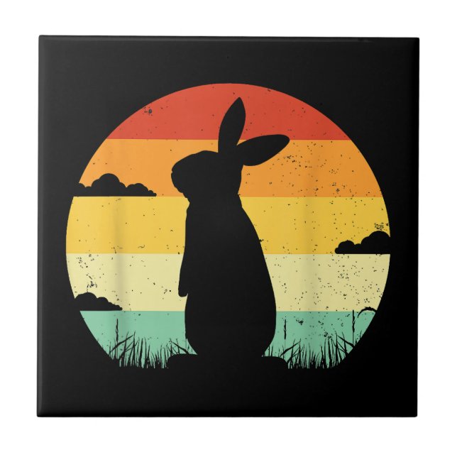 Rabbit Retro Vintager 80er Style Bunny Lover Fliese (Vorderseite)