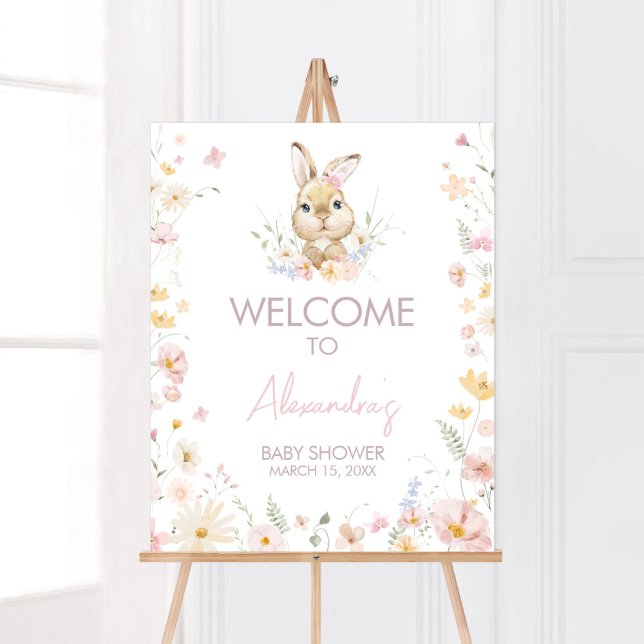 Rabbit Somebunny Baby Dusche Willkommen Poster (Somebunny Rabbit Baby Shower Welcome Sign)