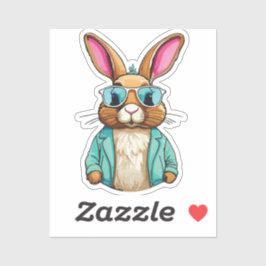 Rabbit Sticker with Jacket and Sunglasses