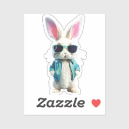 Rabbit Sticker with Jacket and Sunglasses