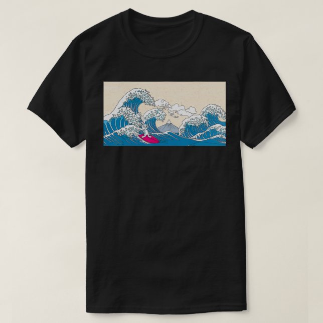 Rabbit Surfing Great Wave Off Kanagawa Surfer Rabb T-Shirt (Design vorne)